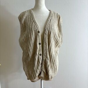 Jos. A. Bank Vintage Linen Cotton Fisherman Grandpa Oversized Cardigan Vest
